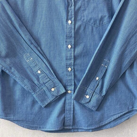 American Eagle Men Blue small plaid Button Down Classic Fit Long Sleeve SZ/L-G - Picture 5 of 14